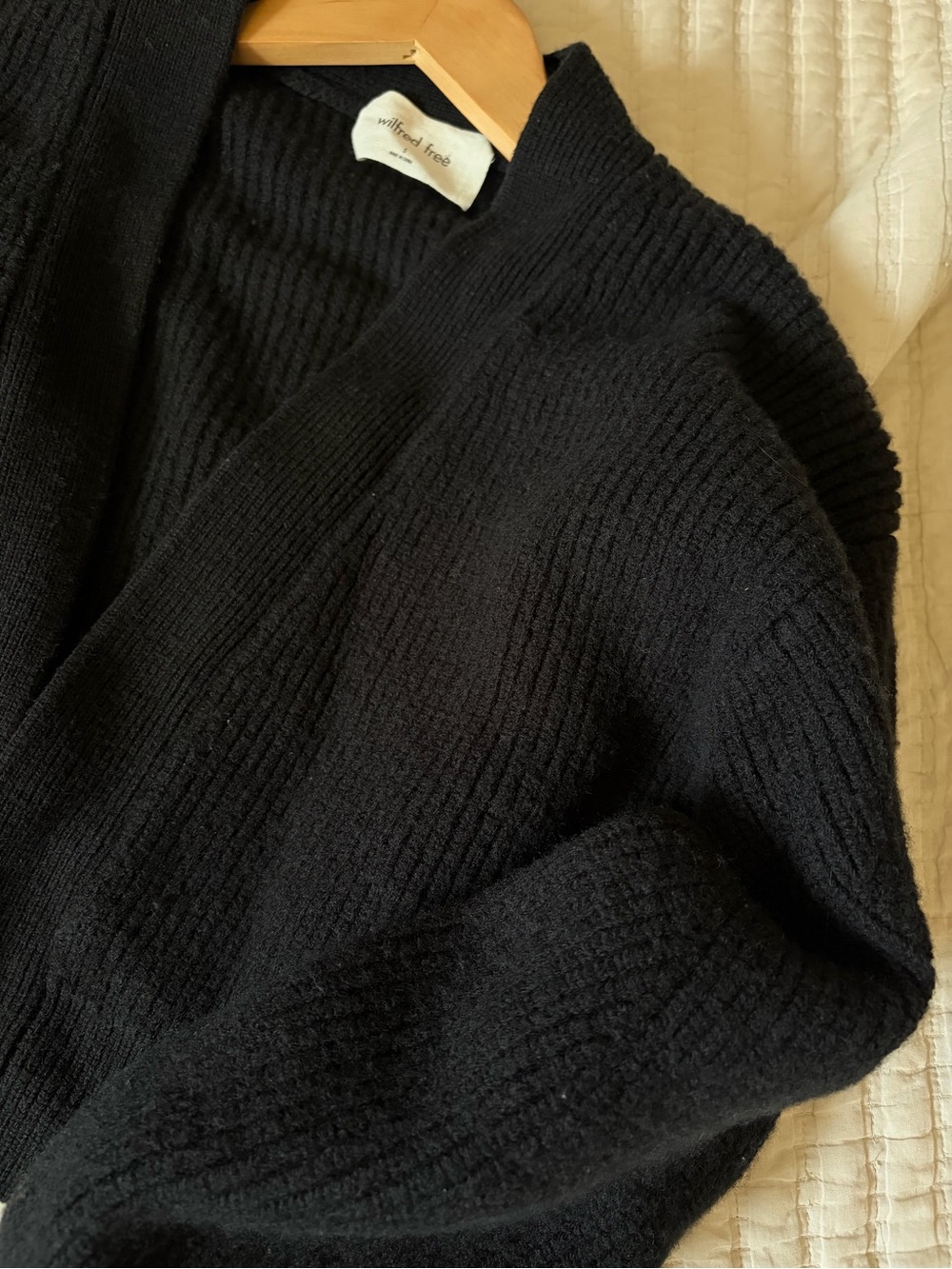 Madewell Black Cropped Rib-Knit Cardigan Sweater - Picture 2 of 4